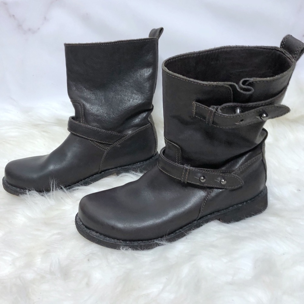 Rag & Bone Brown Leather Flat Motorcycle Mid Shaft Boots 36 (US 6)